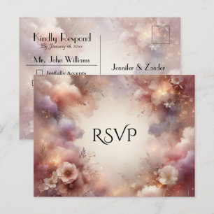 Invitation Carte Postale Réponse pour le mariage au jardin sous les étoiles