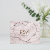 Invitation Carte Postale Réponse pour mariage rustique Birch Tree & Heart (Debout devant)