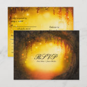 Invitation Carte Postale Réponse pour mariage rustique enchanté de forêt en (Devant / Derrière)