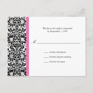 Invitation Carte Postale Réponse RSVP Damask classique