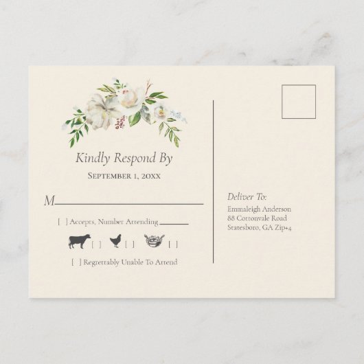 Invitation Carte Postale Réponse RSVP en bois de grange rustique (Dos)