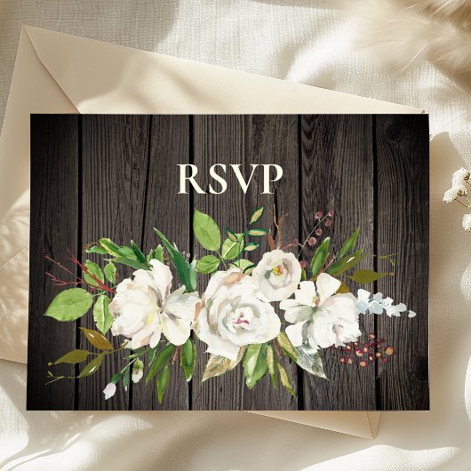 Invitation Carte Postale Réponse RSVP en bois de grange rustique