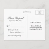 Invitation Carte Postale Réponse RSVP florale chic moderne (Dos)