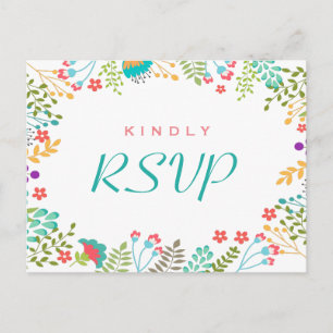 Invitation Carte Postale Réponse RSVP florale chic moderne