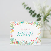 Invitation Carte Postale Réponse RSVP florale chic moderne (Debout devant)