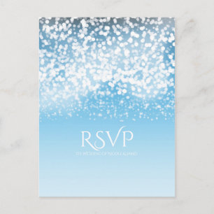 Invitation Carte Postale Réponse RSVP Sparkling Lights Romantic Winter Wond