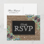 Invitation Carte Postale Réponse Rustique | Réponse de Mariage de Noël en H (Devant / Derrière)