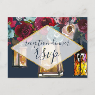 Invitation Carte Postale Réponse souhaitée pour la réception avec lanternes