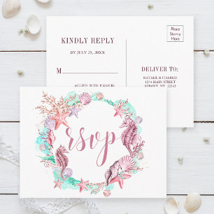 Invitation Carte Postale Réponse sous la mer estivale colorée