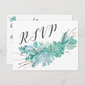 Invitation Carte Postale Réponse Succulente Eucalyptus RSVP 3961 (Devant / Derrière)