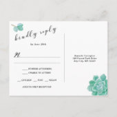 Invitation Carte Postale Réponse Succulente Eucalyptus RSVP 3961 (Dos)