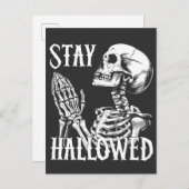 Invitation Carte Postale Restez Hallow Prière Skeleton Halloween (Devant / Derrière)