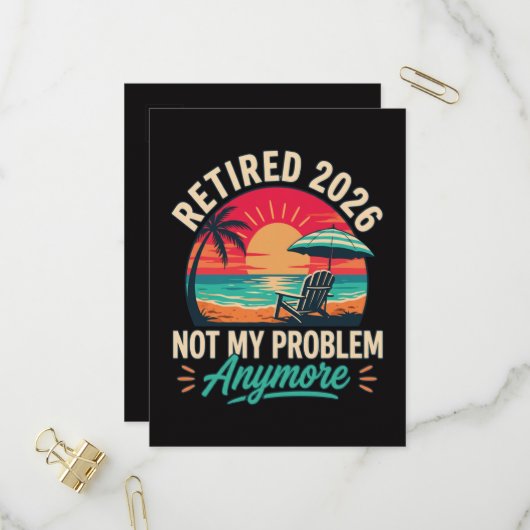 Invitation Carte Postale Retraité 2026 Plus Mon Problème (Devant/Arrière en situation)