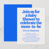 Invitation Carte Postale Retro Bold Baby Shower Blue (Devant / Derrière)