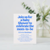 Invitation Carte Postale Retro Bold Baby Shower Blue (Debout devant)