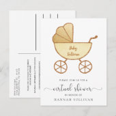 Invitation Carte Postale Retro Carriage Yellow Gold Baby shower virtuel (Devant / Derrière)