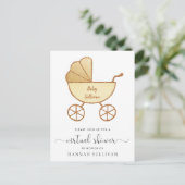 Invitation Carte Postale Retro Carriage Yellow Gold Baby shower virtuel (Debout devant)