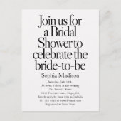 Invitation Carte Postale Retro Editorial Bold Bridal Shower (Devant)