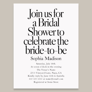 Invitation Carte Postale Retro Editorial Bold Bridal Shower