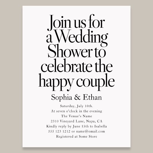 Invitation Carte Postale Retro Editorial Bold Couple Wedding Shower