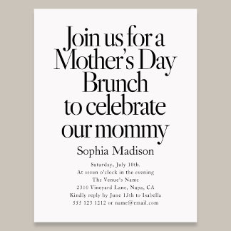 Invitation Carte Postale Retro Editorial Bold Mothers Day Brunch
