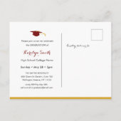 Invitation Carte Postale Retro Floral Script Chic Photo Graduation (Dos)
