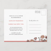 Invitation Carte Postale Retro Floral Super Script Arch Photo Graduation (Dos)