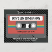 Invitation Carte Postale Retro Mixtape fête d'anniversaire (Devant)