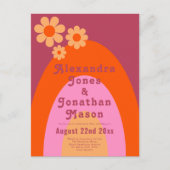 Invitation Carte Postale Rétro moderne les années 70 Mariage Super (Devant)