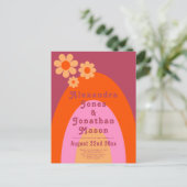 Invitation Carte Postale Rétro moderne les années 70 Mariage Super (Debout devant)