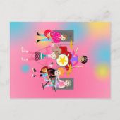 Invitation Carte Postale Retro music girls band Birthday Party (Dos)