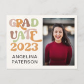 Invitation Carte Postale Retro Script Photo Terracotta Graduate Party (Devant)