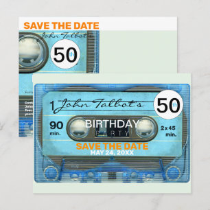 Invitation Carte Postale Retro T4 Audiotape 50e anniversaire Enregistrer la