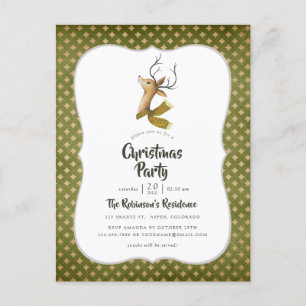 Invitation Carte Postale Retro Vintage Reindeer Noël Party
