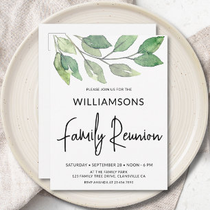 Invitation Carte Postale Réunion de famille à la verdure aquarelle 