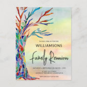 Invitation Carte Postale Réunion familiale de l'arbre généalogique coloré (Devant)