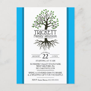 Invitation Carte Postale Réunion familiale de l'arbre généalogique Sky Blue