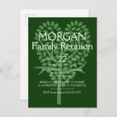 Invitation Carte Postale Réunion familiale Green Heart Tree (Devant / Derrière)