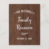Invitation Carte Postale Réunion familiale simple | Aspect rustique en bois (Devant)