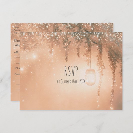 Invitation Carte Postale Rêve rose Forêt rustique RSVP (Devant / Derrière)