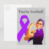 Invitation Carte Postale Ribbon de sensibilisation à la pourpre Rosie le Ri (Devant / Derrière)