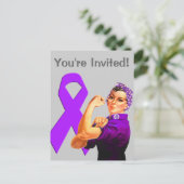 Invitation Carte Postale Ribbon de sensibilisation à la pourpre Rosie le Ri (Debout devant)