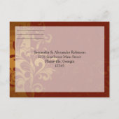 Invitation Carte Postale Rich Brick Red / Gold Reverse Swil RSVP Réponse (Dos)