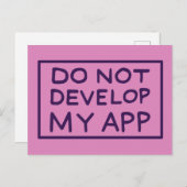 INVITATION CARTE POSTALE RICK ET MORTY™ DO NOT DEVELOP MY APP (Devant / Derrière)