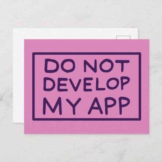 INVITATION CARTE POSTALE RICK ET MORTY™ DO NOT DEVELOP MY APP (Devant / Derrière)