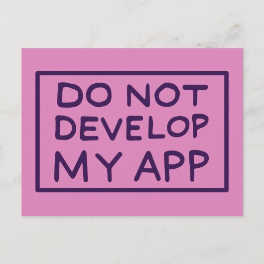 INVITATION CARTE POSTALE RICK ET MORTY™ DO NOT DEVELOP MY APP (Devant)