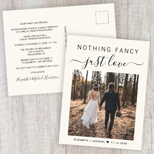 Invitation Carte Postale Rien De Fancy Just Love Photo Mariage Réception