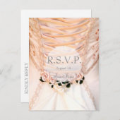 Invitation Carte Postale Robe de mariée blanche avec mariage Rose RSVP (Devant / Derrière)