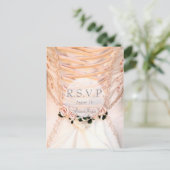 Invitation Carte Postale Robe de mariée blanche avec mariage Rose RSVP (Debout devant)
