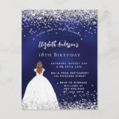 Invitation Carte Postale Robe de parties scintillant bleu marine (Devant)